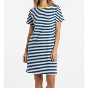 WE by Living in Yellow Striped Tee Shirt Dress, Women’s L, Blue White Yellow